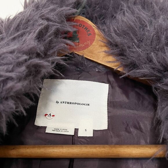 Purple Shaggy Faux Fur Coat by Anthropologie S - Picture 4 of 6
